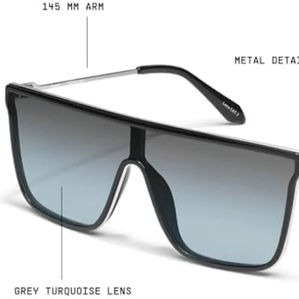 New Quay Nightfall Remixed Black Silver Frame/Grey Turquoise Lens Sunglasses
